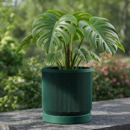 Large Mid-Century Modern Pot - 8 inch with plant