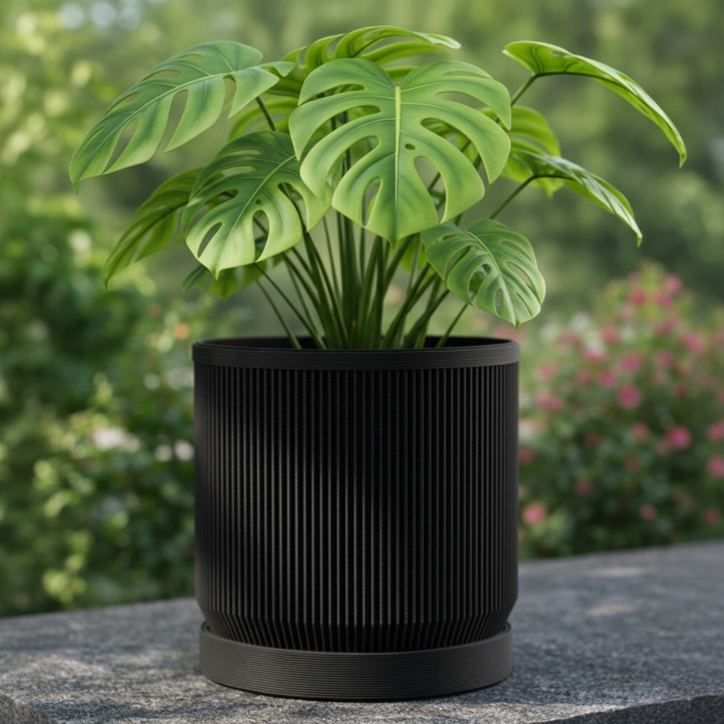Large Mid-Century Modern Pot - Charcoal