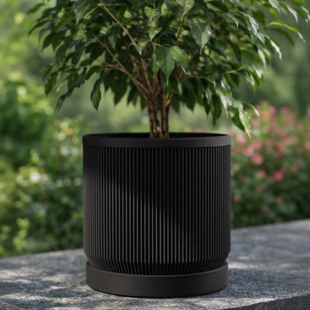Medium Mid-Century Modern Pot - Charcoal