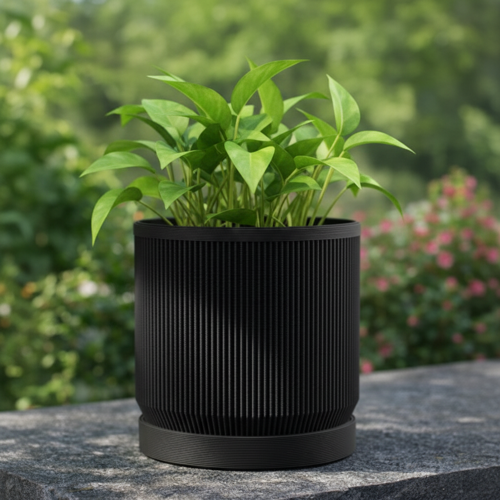 Medium Mid-Century Modern Pot - Charcoal