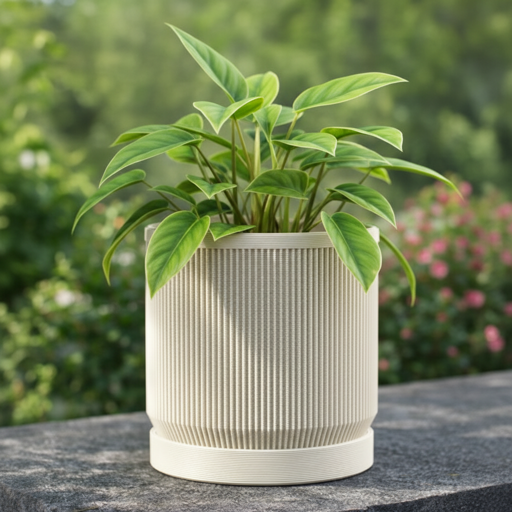 Medium Mid-Century Modern Pot - Cream