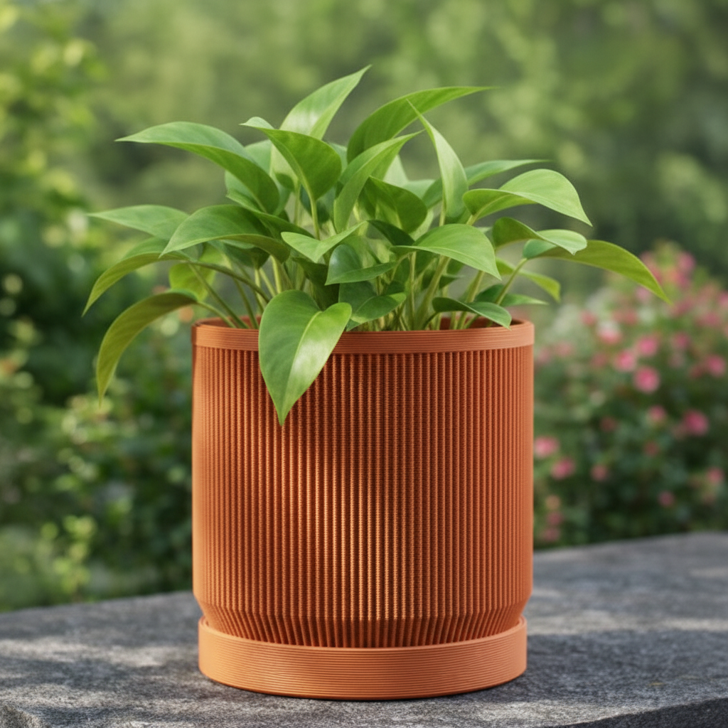 Medium Mid-Century Modern Pot - Terracotta