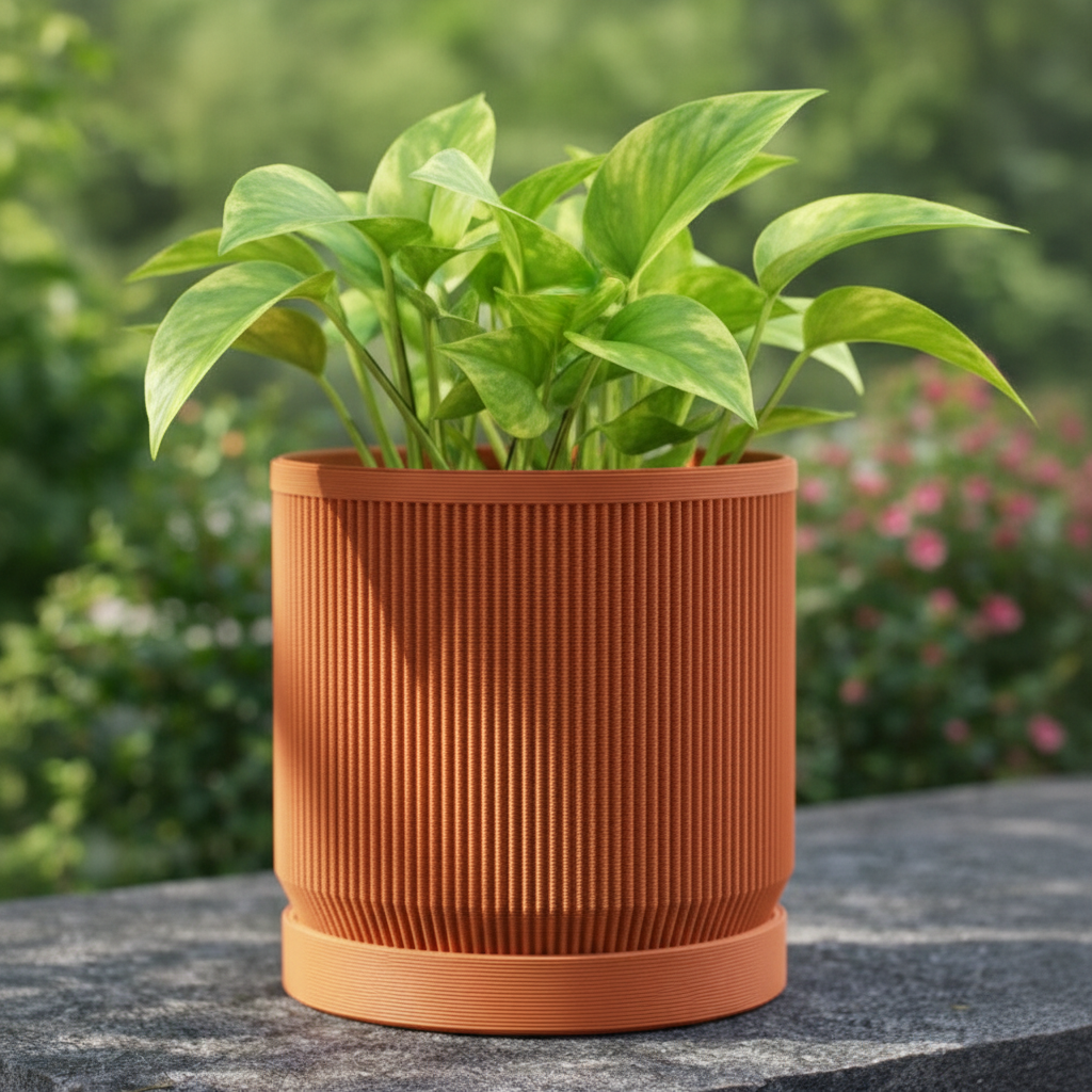 Medium Mid-Century Modern Pot - Terracotta