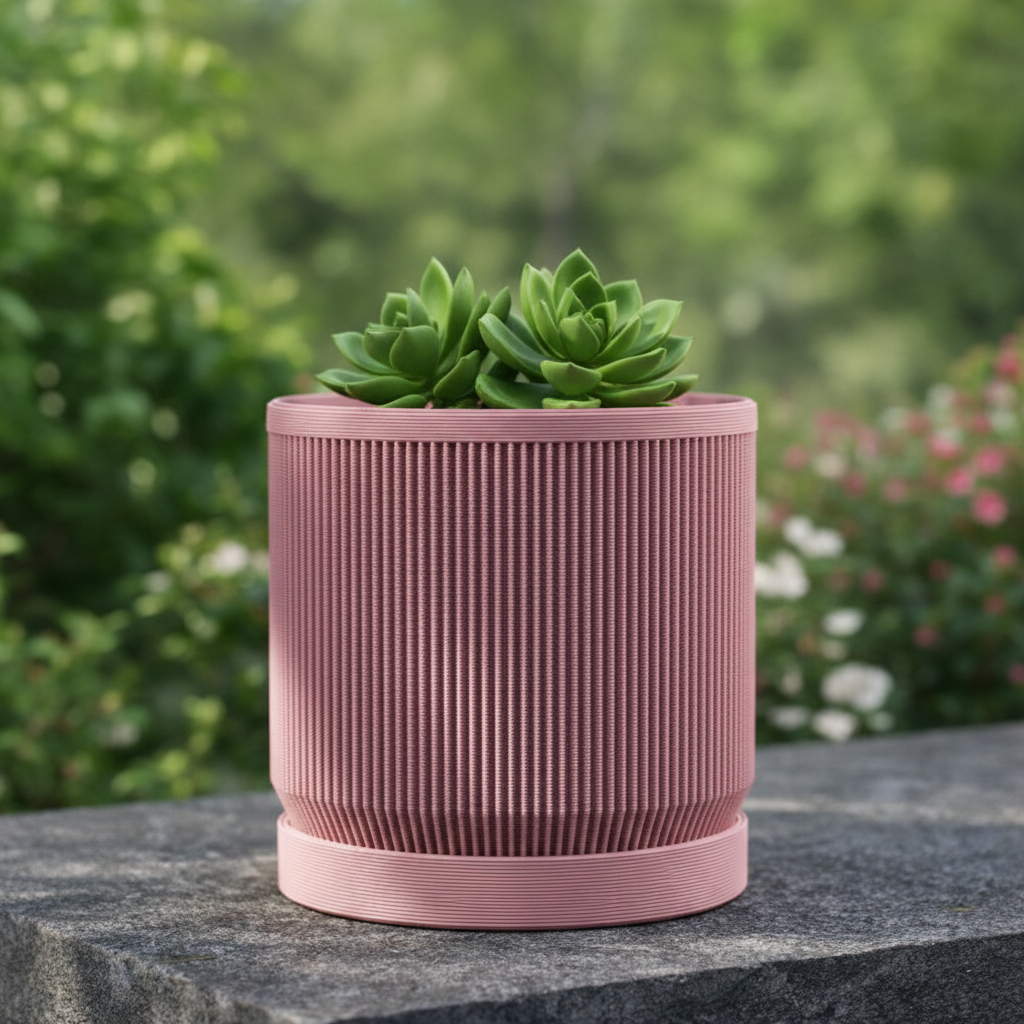 Small Mid-Century Modern Pot - Dusty Rose