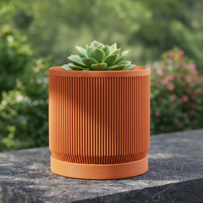 Small Mid-Century Modern Pot - Terracotta